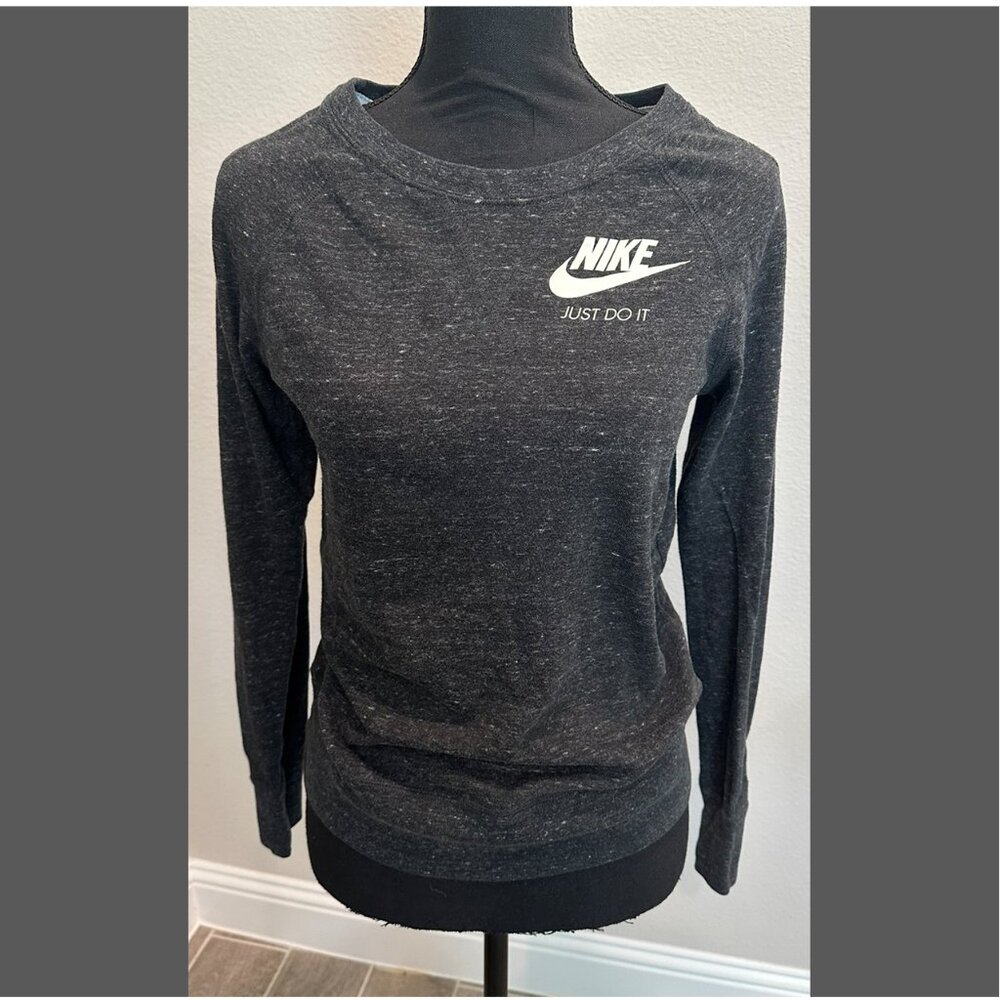 Nike "Just Do It" Sweatshirt Women’s Black Heather Long Sleeve Pullover